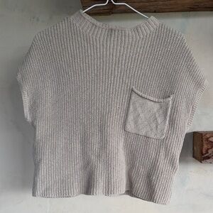 FP Beach Free People Freya Boxy Cotton Oatmeal Sweater knit